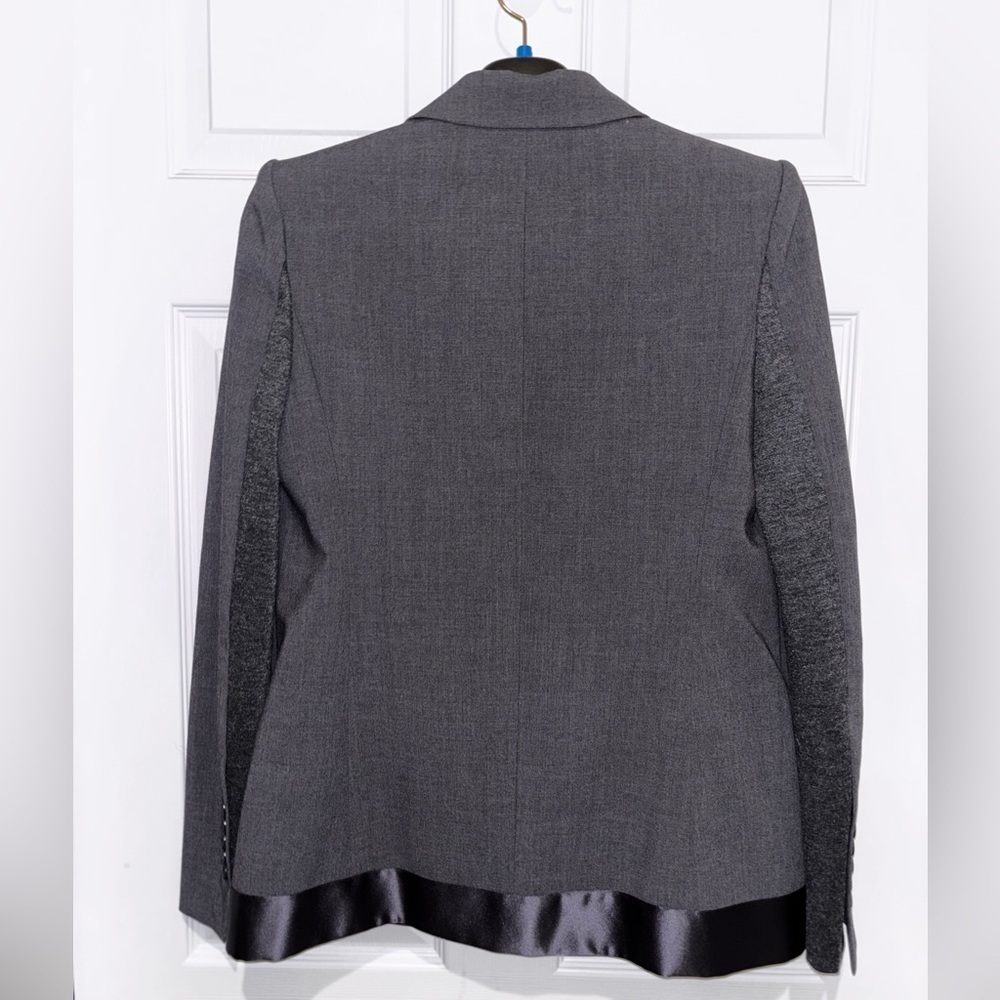 BCBGMAXAZRIA  Blazer Size S Kana Heather Jacket Satin Trim Gray​​​ - Picture 4 of 7